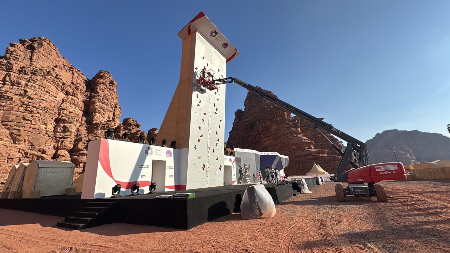 The 15m speed wall and bouldering wall, NEOM IFSC Masters 2024.